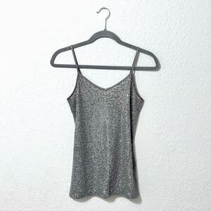 Express sequins cami tank top gray size XS